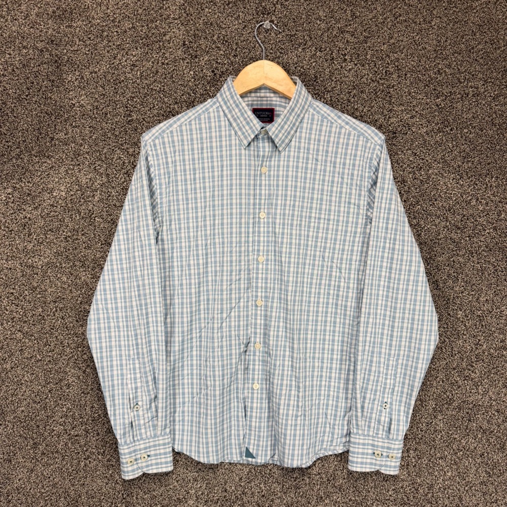 UNTUCKit St. Romain Shirt Mens M Blue Plaid Performance Stretch Button Up